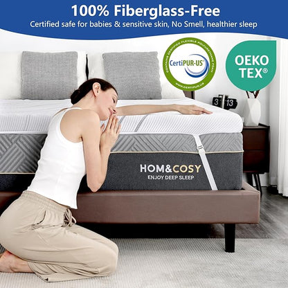 Firm Mattress Topper 4 Inch King Size with Silk Cover, Premium Cooling Gel+ Bamboo High-Density Memory Foam Mattress Topper for Pain Relief