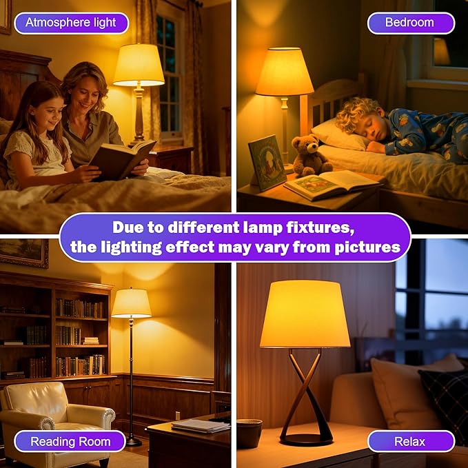 Amber Sleep Light Bulbs, Blue Light Blocking, A15 3W(25 Watt Equivalent) Dim Light Bulbs for Lamp, 1800K Warm Light Bulb, E26 for Healthy Sleep, Bedroom, Kids Room, 4 Pack