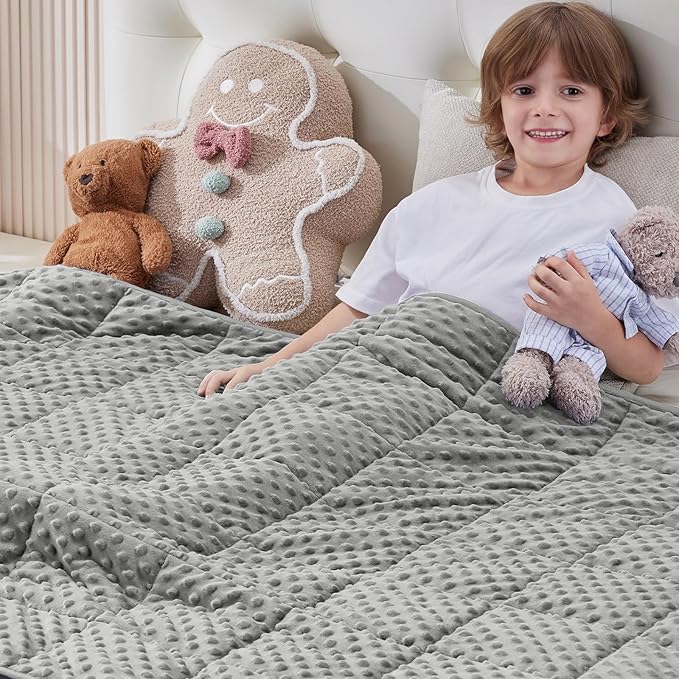 anfie Weighted Blanket Kids(36"x48" 5lbs) Weighted Blanket Cooling Blanket for Sleeping,Throw Size Breathable Blanket with Premium Glass Bead(Grey)