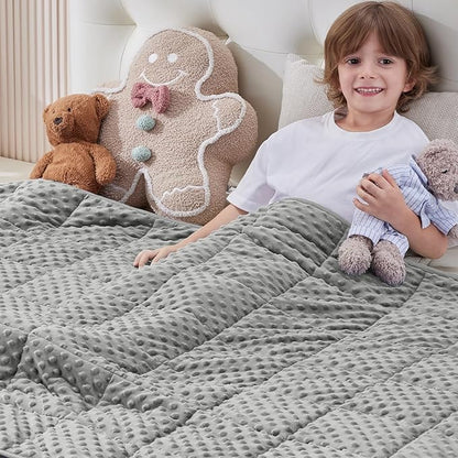 anfie Weighted Blanket Kids(36"x48" 3lbs) Weighted Blanket Cooling Blanket for Sleeping,Throw Size Breathable Blanket with Premium Glass Bead(Grey)