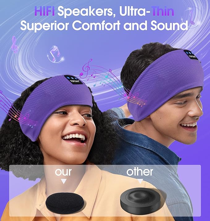 TOPOINT Sleep Headphones Headband Bluetooth 5.4, Sports Headband Wireless Earphones Sweat Breathable with HD Stereo Speaker for Women Men Sports Gifts Workout Jogging Yoga Insomnia Travel Meditation