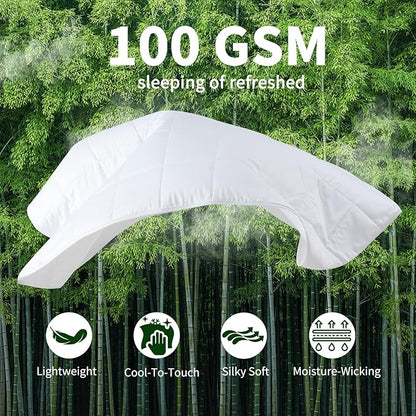 YOUR MOON 100% Australian Wool Lightweight Comforter King Size - Breathable Summer Duvet Insert for Hot Sleepers, 100gsm Thin Cooling Comforter with Bamboo-Derived Jacquard Rayon Shell (White)