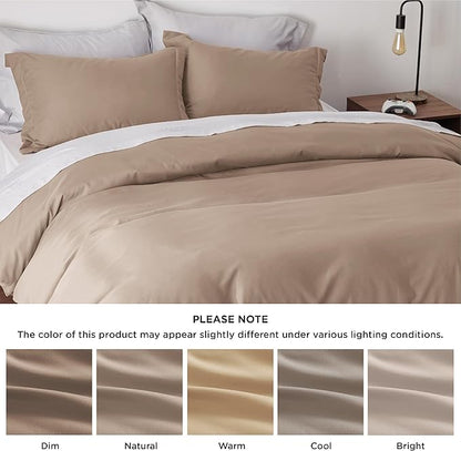 Bedsure Duvet Cover Queen Size - Soft Double Brushed Bedding Set for Kids & Adults, Zipper Closure, 3 Pieces, Includes 1 Duvet Cover (90"x90") & 2 Pillow Shams, NO Comforter, Khaki