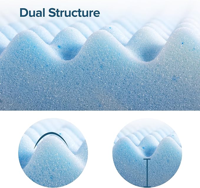 ZINUS 2 Inch Swirl Gel Cooling Memory Foam Mattress Topper, Smaller, More Convenient WonderBox Packaging, Cooling, Airflow Design, CertiPUR-US Certified, King