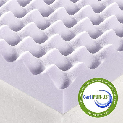 Best Price Mattress 3 Inch Egg Crate Memory Foam Mattress Topper with Soothing Lavender Infusion, CertiPUR-US Certified, Dorm Essentials, Twin XL