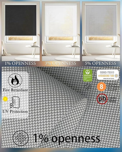 Motorized Blinds with Remote Cordless Automatic Motorized Shades Custom Blinds for Windows Smart Curtains Compatible with Alexa Google Home(Solar Grey,W30 x H72in)