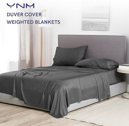 YnM Exclusive Cooling Duvet Cover for Weighted Blankets (Dark Grey, 80''x87'')