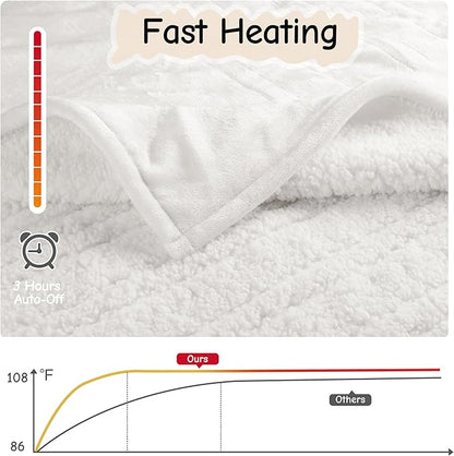 Soypipo Electric Heated Blanket Throw 50"x60", Warm & Lightweight Heated Blanket with 4 Heat Settings, 3-Hour Auto Shut-Off & Overheat Protection, Winter Comfort, Cream