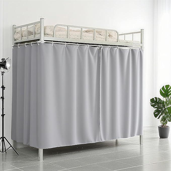 Blackout Bunk Bed Curtains Dorm Loft Privacy Cover Canopy Student Children Single Gray 2PCS