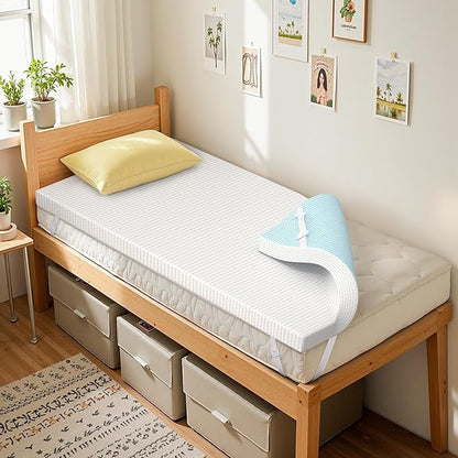 SyMax Memory Foam Mattress Topper, Gel Infused Foam Topper, Breathable Bed Topper with Cover, Pressure Relieving, CertiPUR-US Certified, 3 Inch(White Cover), Twin XL Size