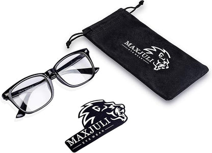 MAXJULI Blue Light Blocking Glasses,Computer Reading/Gaming/TV/Phones Glasses for Women Men(Shiny Black)