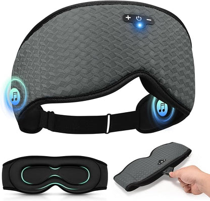 3D Contoured Sleep Mask with Bluetooth Headphones, Adjustable Blackout Sleeping Mask, Easy Installation Sleeping Headphones with Ultra-Thin Stereo Speakers for Men, Women - Gray
