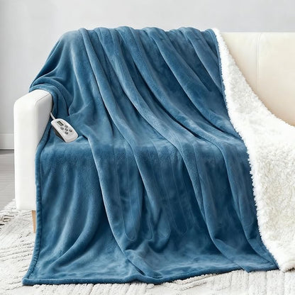 Heated Blanket Electric Blanket King 100"x90" Heating Blanket with Dual Control 10 Heat Levels & 10 Hours Auto-Off Overheat Protection Cozy Soft Flannel King Size Blanket Fast Heating Machine Washable