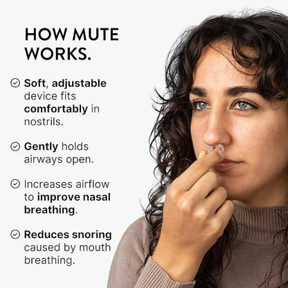 Mute by Rhinomed Nasal Dilator for Snore Reduction | Small 3pk | Increase Airflow | Anti Snoring Devices | Nasal Dilators for Sleeping | Internal Nasal Dilator | Snoring Solution | Transparent