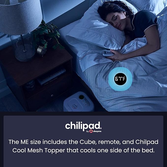 Chilipad Cube Bed Cooling System - Cooling & Heating Mattress Topper, Set Individual Bed Temperature, Cool Sleep Enhancement, Temp Range of 60-115°F, ME Half Queen Bedsize (30"W x 80"L), Model: CP500