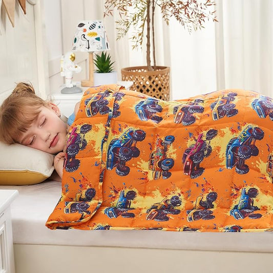 yescool Truck Car Weighted Blanket 10 Pounds Cooling Twin Weighted Lap Blanket, Heavy Blanket for Sleeping, Weighted Throw Blanket Gift for 80-110lbs, 40"x60"