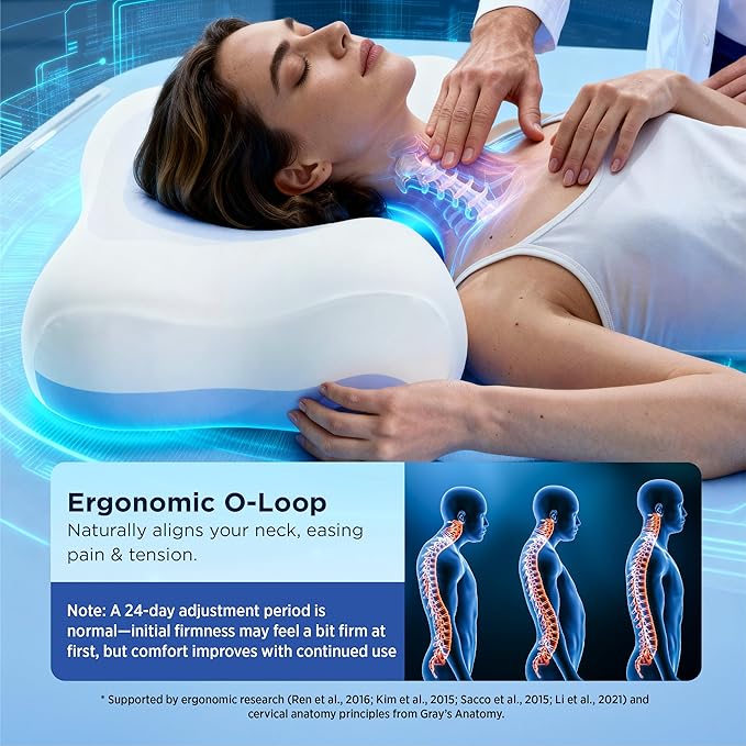 Bedsure Cervical Neck Pillow - Ergonomic Pillows for Deep Sleep, Memory Foam Pillows for Side & Back Sleepers, Orthopedic Cervical Pillow Shape Gently Cradles Head & Neck Support, Shoulder Pain Relief