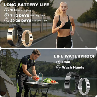Smart Bracelet for Women Men,Wearable Activity & Fitness Tracker,All-Day Heart Rate/Stress/HRV/Step Monitor,24H Sleep Tracker,Multiple Sport Modes Smart Wristband with 2 Bands, Free APP