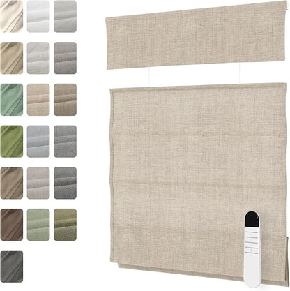 Motorized Top Down Bottom Up Roman Shades with Remote, Cordless Smart Blackout or Light Filtering TDBU Roman Blinds, Automatic Window Blinds for Home, Office, 37" W x 72" H