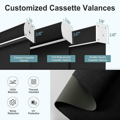 BERISSA Motorized Blinds with Remote,Blackout Smart Roller Shades with App,Voice Control,Linen Fabric,Thermal Insulated Automatic Blinds,Electric Shades with USB/Solar Pannel.Linen Black