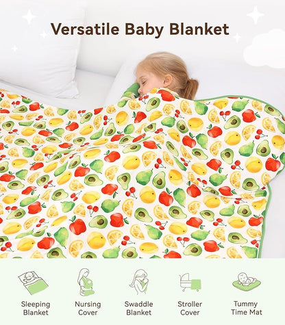 Premium Baby Blankets, Soft Viscose from Bamboo Blanket for Boys and Girls, Nursery Crib Bedding Quilt for Newborn and Toddler, Cooling for Hot Sleepers, 50'' x 50'' Fruit