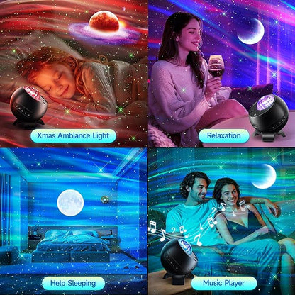 Sound Machine White Noise Machine for Sleeping, 15 Soothing Sounds & Bluetooth Speaker Aurora Light Projector, 15Colors White Noise Sound Machine for Sleep Therapy for Adults & Kids with Remote+Timer
