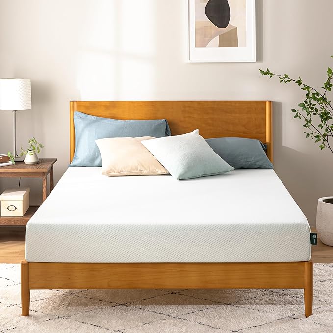 Zinus 8 Inch Full Green Tea Memory Foam Mattress [New Version], Fiberglass Free, Medium Firm Feel, Zoned Pressure Relief, Certified Safe Foams & Fabric, Mattress in A Box