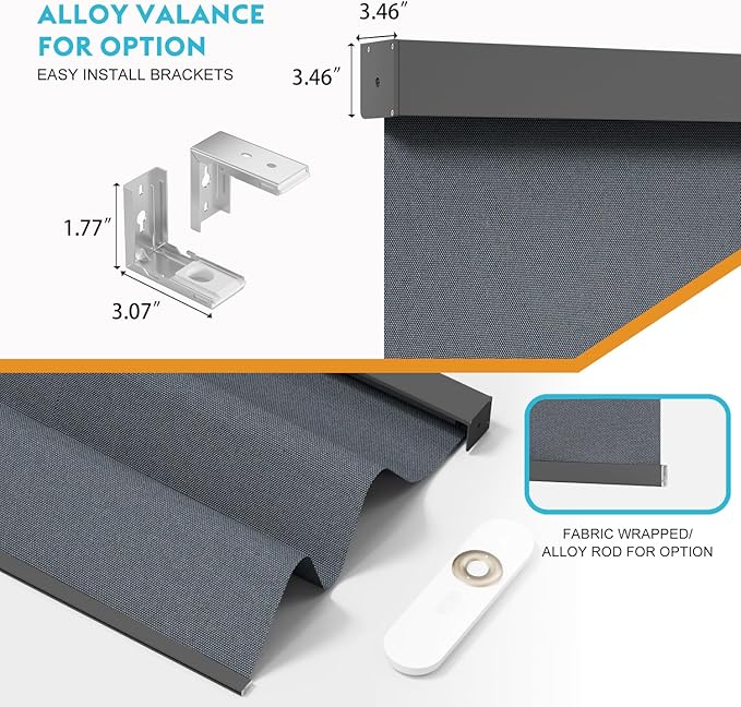 Motorized Blinds with Remote, Smart Blind Roller Shades Compatible with Alexa, Durable Rechargeable Battery Solar Power Electric Window Blinds Customized Size (Pure Deep Grey)