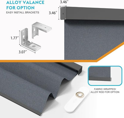 Motorized Blinds with Remote, Smart Blind Roller Shades Compatible with Alexa, Durable Rechargeable Battery Solar Power Electric Window Blinds Customized Size (Pure Deep Grey)