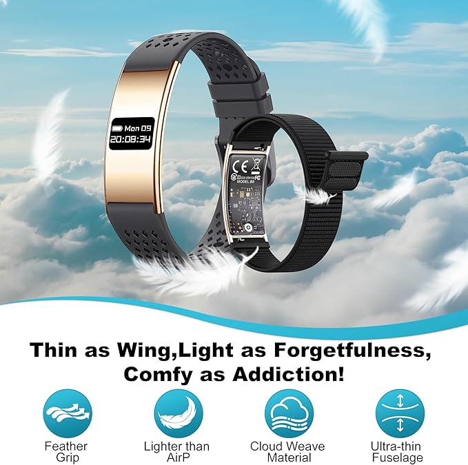 Smart Bracelet for Women Men,Wearable Activity & Fitness Tracker,All-Day Heart Rate/Stress/HRV/Step Monitor,24H Sleep Tracker,Multiple Sport Modes Smart Wristband with 2 Bands, Free APP