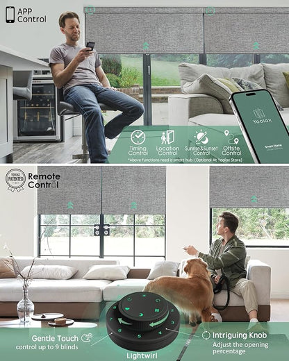 Yoolax Motorized Blinds with Remote, Smart Blinds for Windows Blackout Automatic Shades Compatible with Alexa Remote Control Roller Window Shades with Valance, Custom Size (V-Canyon Grey)