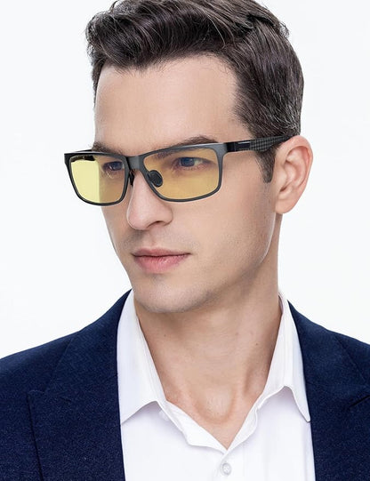 ANYLUV Blue Light Blocking Glasses Men Computer Gaming Glasses Lightweight Al-Mg Metal Anti Eyestrain Eye Protection