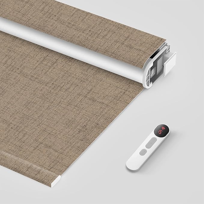 Bringnox No Drill Motorized Blinds with Remote,Blackout Windows,with Apple Homekit,Alexa,Google, with App,Voice Control Custom Size