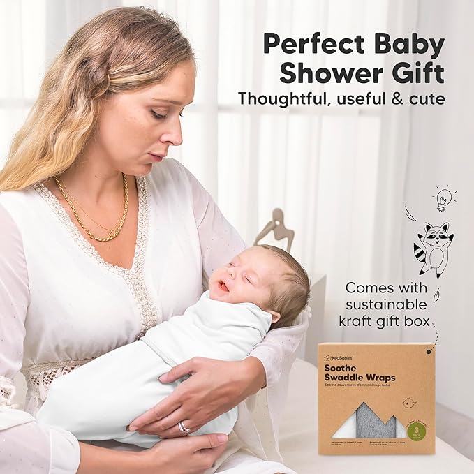 3-Pack Organic Baby Swaddle Sleep Sacks - Swaddles for Newborns, Infant 0-3 Months, Baby Girls, Boys, Soft & Snug Newborn Sleep Sack, Nursery Swaddling Blankets (Cloud, OS)
