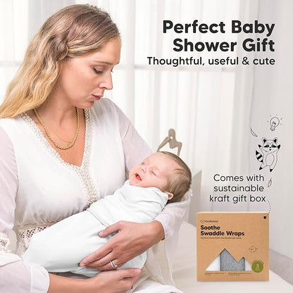 3-Pack Organic Baby Swaddle Sleep Sacks - Swaddles for Newborns, Infant 0-3 Months, Baby Girls, Boys, Soft & Snug Newborn Sleep Sack, Nursery Swaddling Blankets (Cloud, OS)
