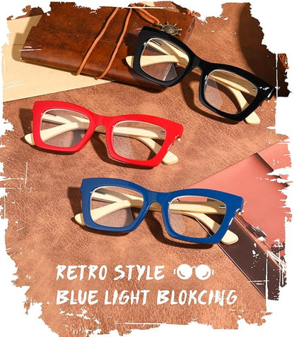 Hubeye Oprah Style Reading Glasses for Women Men Blue Light Blocking Computer Square Readers with Spring Hinge