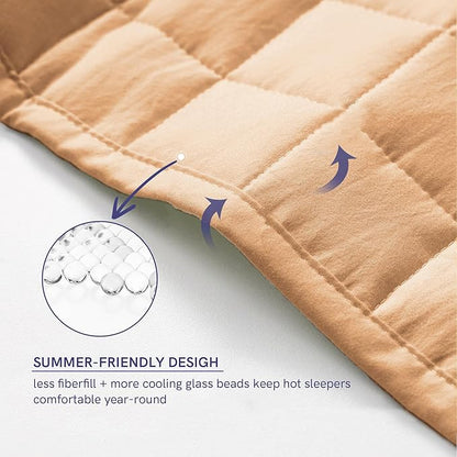 YnM 17lbs Weighted Blanket for Adults, Heavy Bed Throw Blanket with Cooling Glass Beads for All Season Use, Ideal for ~160lbs (60x80 Inches, Queen, Terracotta)