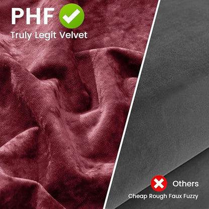PHF Truly Velvet Euro Sham, 26"x 26",No Insert, 2 Pack Color Gradient Euro Throw Pillow Covers, Ultra Soft Cozy Pillow Covers for Luxurious Home Decorative, No Shedding, No Pilling, Wine Red