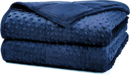 Alomidds Weighted Blanket, Luxury Velvet Weighted Blankets for Adults and Kids,Warm and Breathable Soft and Comfort Minky, Cute Heavy Blanket with Premium Glass Beads (36"x48" 5LBS, Navy)