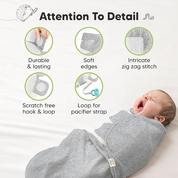 3-Pack Organic Baby Swaddle Sleep Sacks - Swaddles for Newborns, Infant 0-3 Months, Baby Girls, Boys, Soft & Snug Newborn Sleep Sack, Nursery Swaddling Blankets (Cloud, OS)