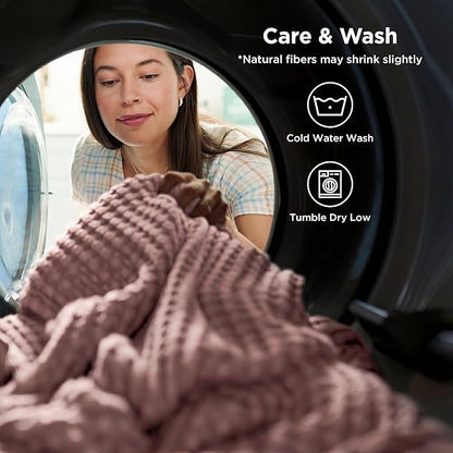 Bedsure Cooling Cotton Waffle Queen Size Blanket - Lightweight Breathable Blanket of Rayon Derived from Bamboo for Hot Sleepers,Spring Pink, 90x90 Inches