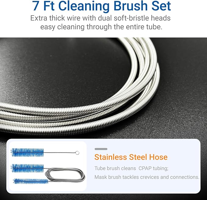 9 Pack CPAP Tube Cleaning Kit, Collapsible Wash Basin, CPAP Hose Holder, CPAP Tube Clips, CPAP Tubing Holder, Tube Cleaning Brush Fits for Standard15-22mm Diameter Tubing with Storage Bag