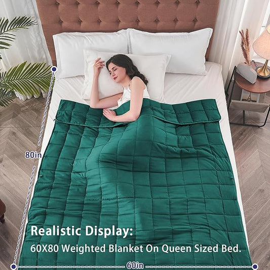 yescool Weighted Blanket for Adults (20 Lbs, 60”X 80”, Dark Green) Heavy Thick Bed Blanket Queen/Full Size for Sleeping Perfect for 190-210 Lbs, Cozy Gifts for Women, Machine Washable