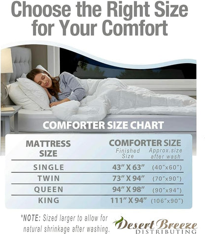 Cooling Comforter, Fill 100% Viscose from Bamboo, Cover 60% Viscose from Bamboo 40% Cotton, Lightweight Duvet Insert, Breathable Summer Quilt, 111x94 inches, King Size