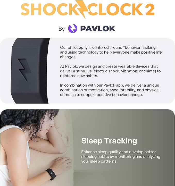Pavlok Shock Clock | Budget Silent Alarm Clock | Perfect for Heavy Sleepers | Great for Couples | Wake Up On Time | Vibrating Alarm | Best Alarm for Students
