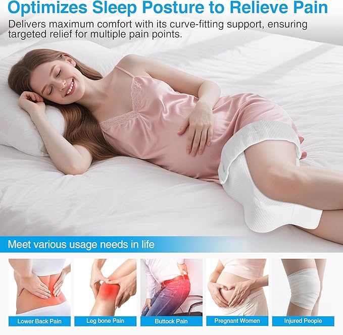 Knee Pillow for Side Sleepers, White