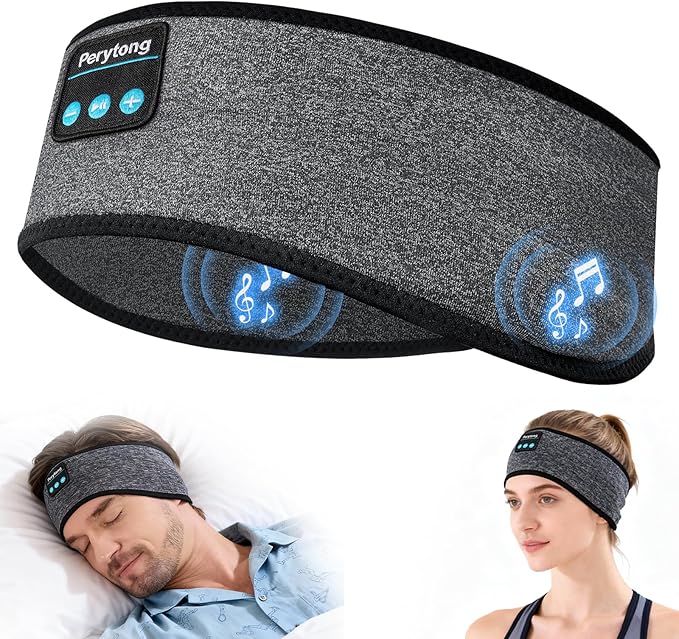 Perytong Sleep Headphones Bluetooth 5.4, Wireless Sleeping Headphones with Ultra-Thin HD Stereo Speakers, Breathable Sport Earphones for Sleeping Jogging Yoga & Workout