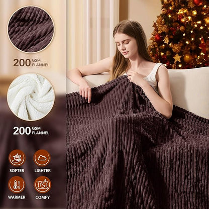Homemate Electric Heated Blanket King Size - 100"x90" Heating Blanket King Size Dual Control 1/2/4/6/8 Hours Auto-Off 10 Heat Level Over-Heat Protection Soft Flannel Sherpa ETL Certification