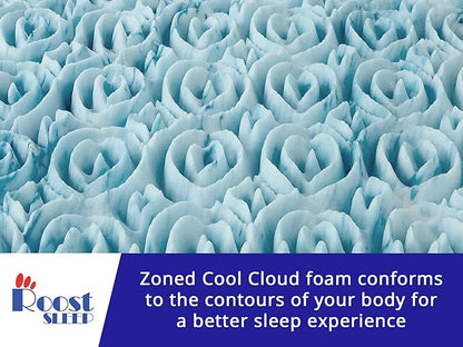 Roost Sleep Cool Cloud 3 Inch Gel Memory Foam Full Mattress Topper – Cooling Bed Topper for Back Pain and Pressure Relief, Removable Washable Cover, Ventilated Design, Fits Full Beds