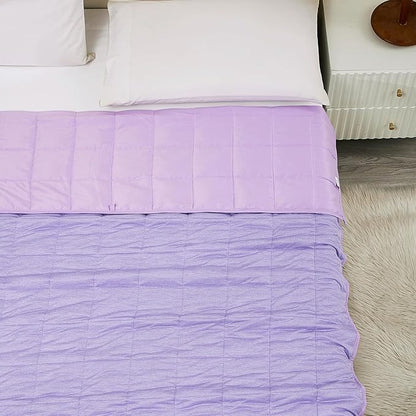 Weighted Blanket Twin Size 15bls, Cooling Blanket for Adult Hot Sleepers, Soft Bed Blanket Universal to All Seasons, 48''x72'' 15 LBS, Purple